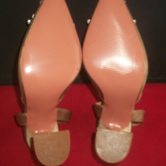 NWOB Taupe-Satin Slingback Pumps in Style of Amina Muaddi Begum Pumps - Picture 10 of 10